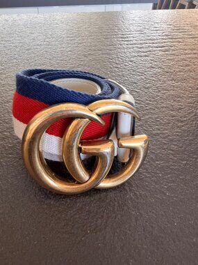 Gucci Red White Blue Marmont Belt